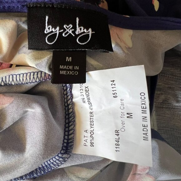 BY & BY NAVY FLORAL WRAP STYLE DRESS SIZE MEDIUM - Picture 13 of 13